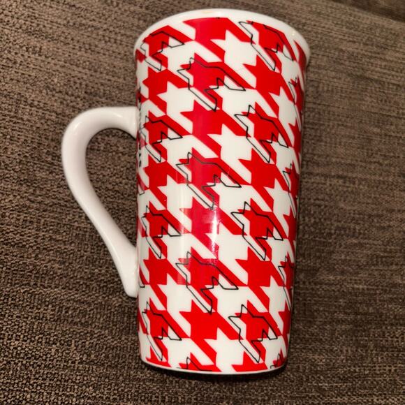 Starbucks 16 oz. Red Houndstooth Plaid Check Mug 2017 Ceramic Latte Coffee Tea - Picture 5 of 7